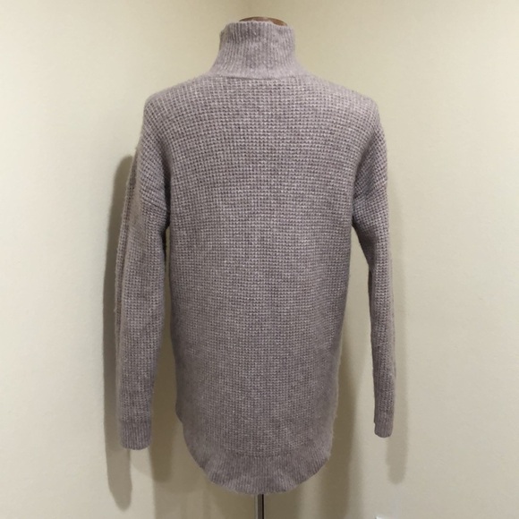 Madewell Wafflestitch Turtleneck Sweater Small Gray Merino Wool Alpaca Blend - Picture 4 of 9